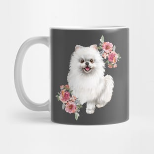 Cute White Pomeranian Puppy Dog Watercolor Art Mug